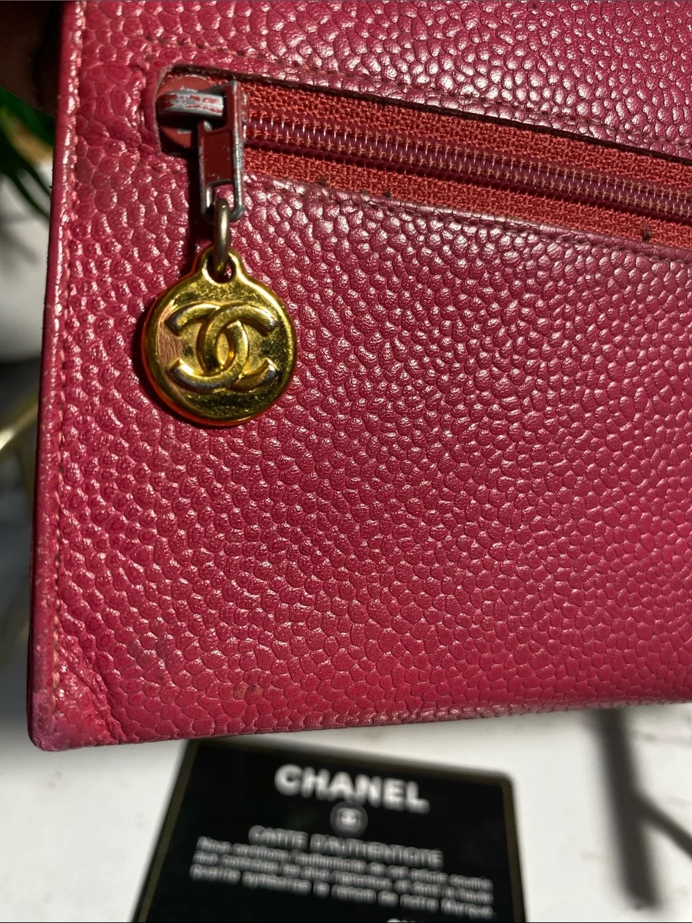 Authentic CHANEL COCO Mark Pink Caviar Skin Flap Purse